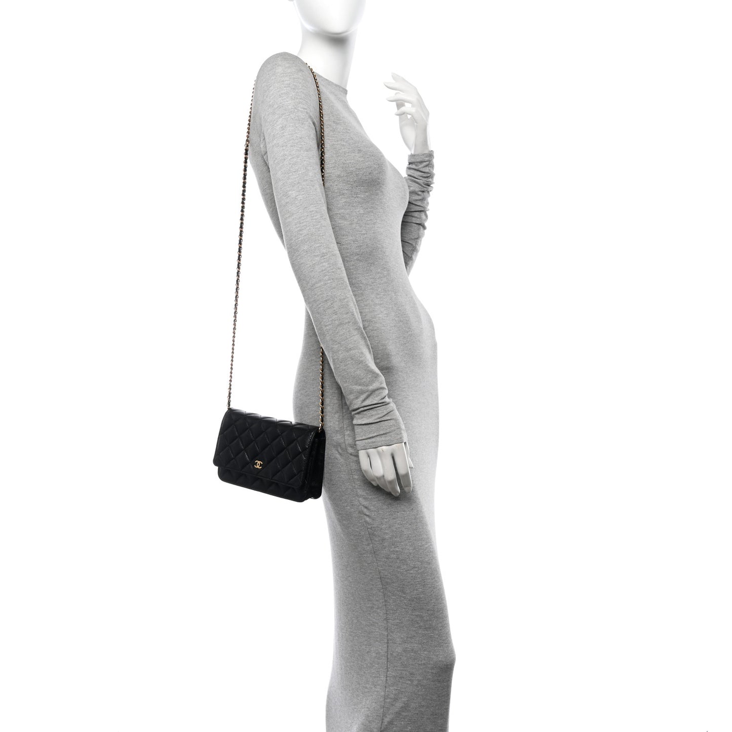 Caviar Quilted Wallet on Chain WOC Black