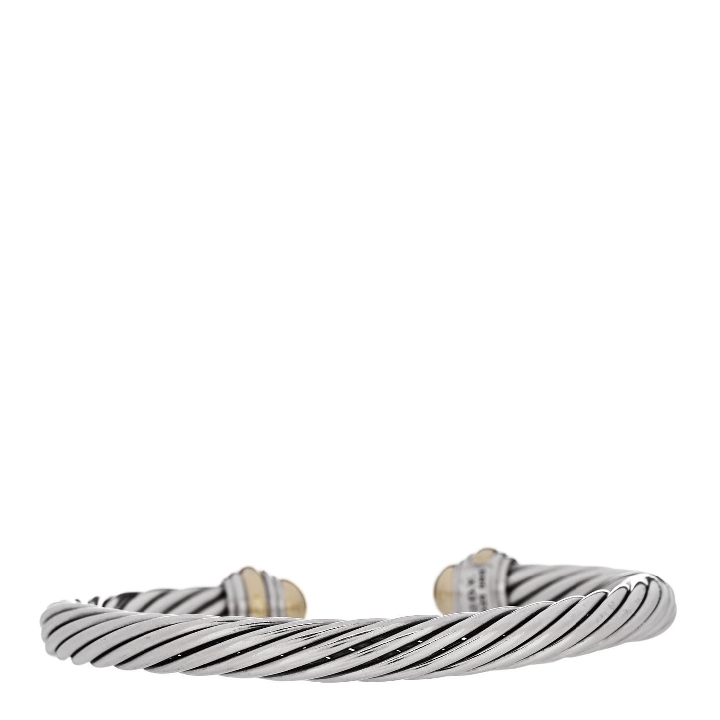 Sterling Silver 14K Yellow Gold 7mm Cable Classics Dome Bracelet
