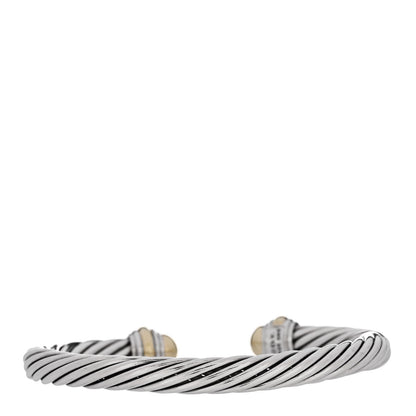 David Yurman Sterling Silver 14K Yellow Gold 7mm Cable Classics Dome Bracelet 2 of 5