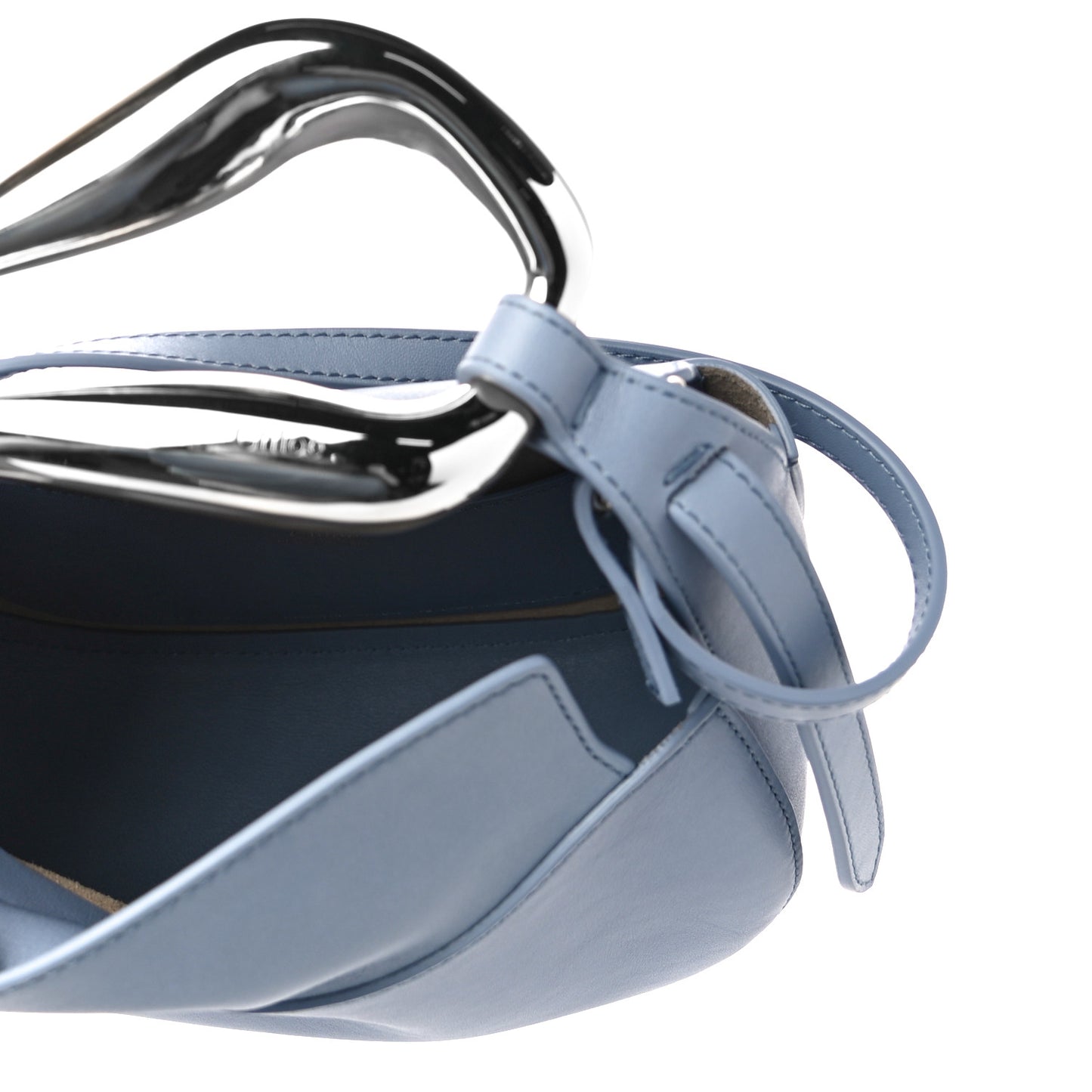 Small Grain Calfskin Kiss Bag Gentle Blue