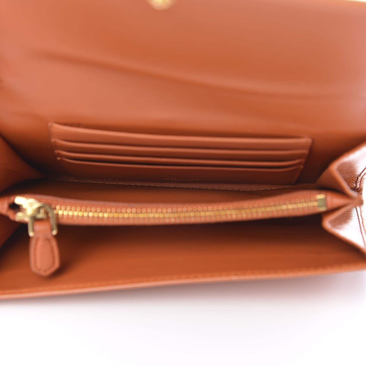 Prada Saffiano Metal Wristlet Wallet Orange 5 of 12