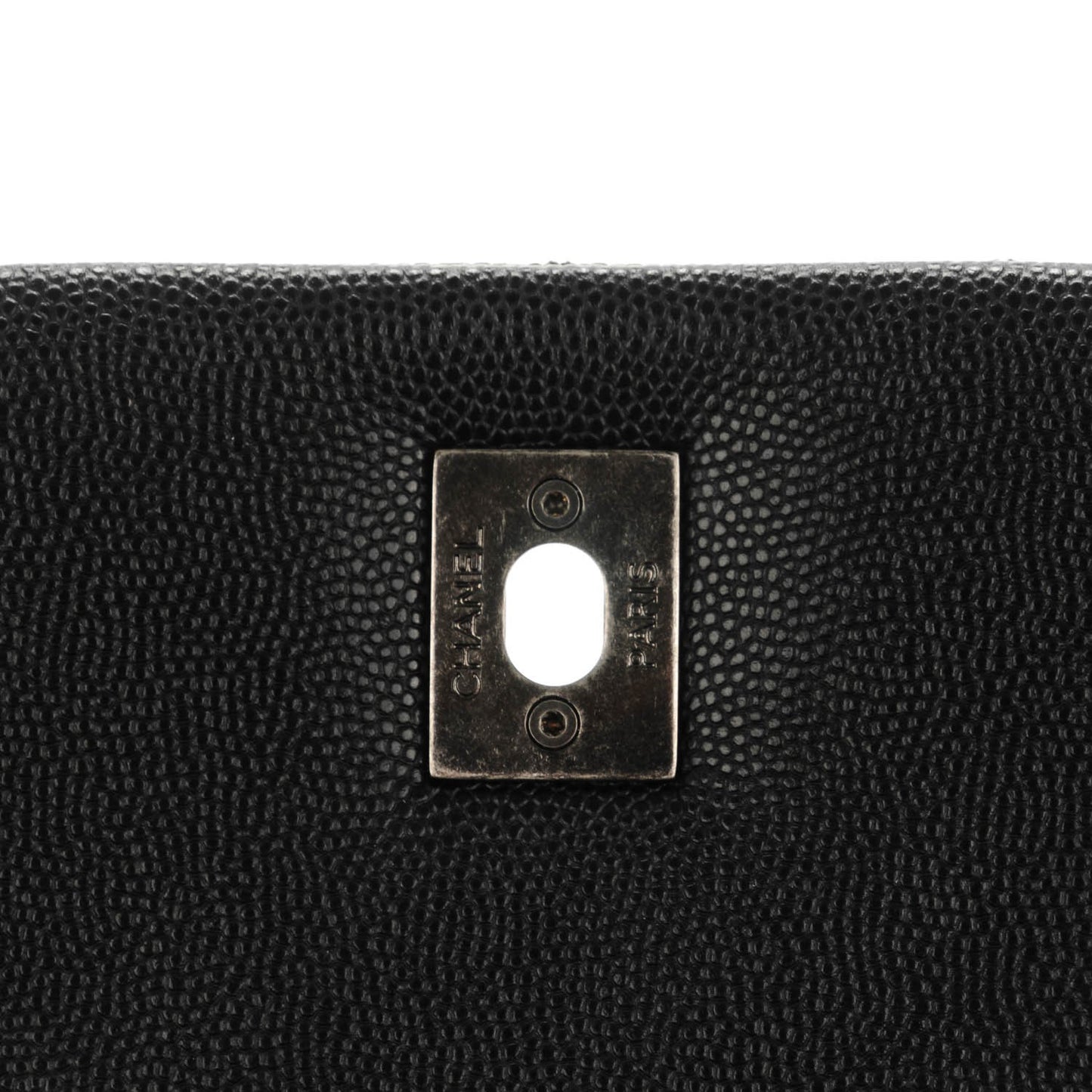 Caviar Quilted Large Coco Handle Flap Black