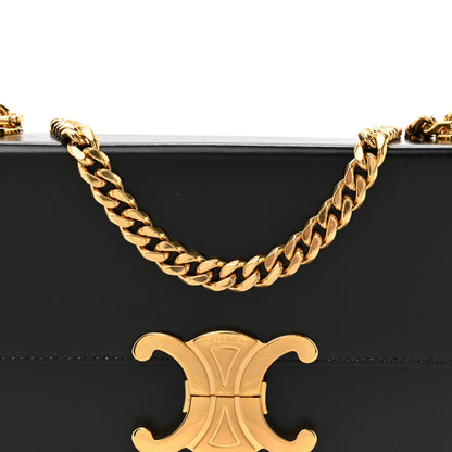Celine Shiny Calfskin Triomphe Chain Box Bag Black 8 of 11