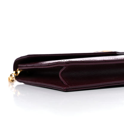 Saint Laurent Grain De Poudre Matelasse Chevron Monogram Envelope Chain Wallet Rouge Legion 8 of 9