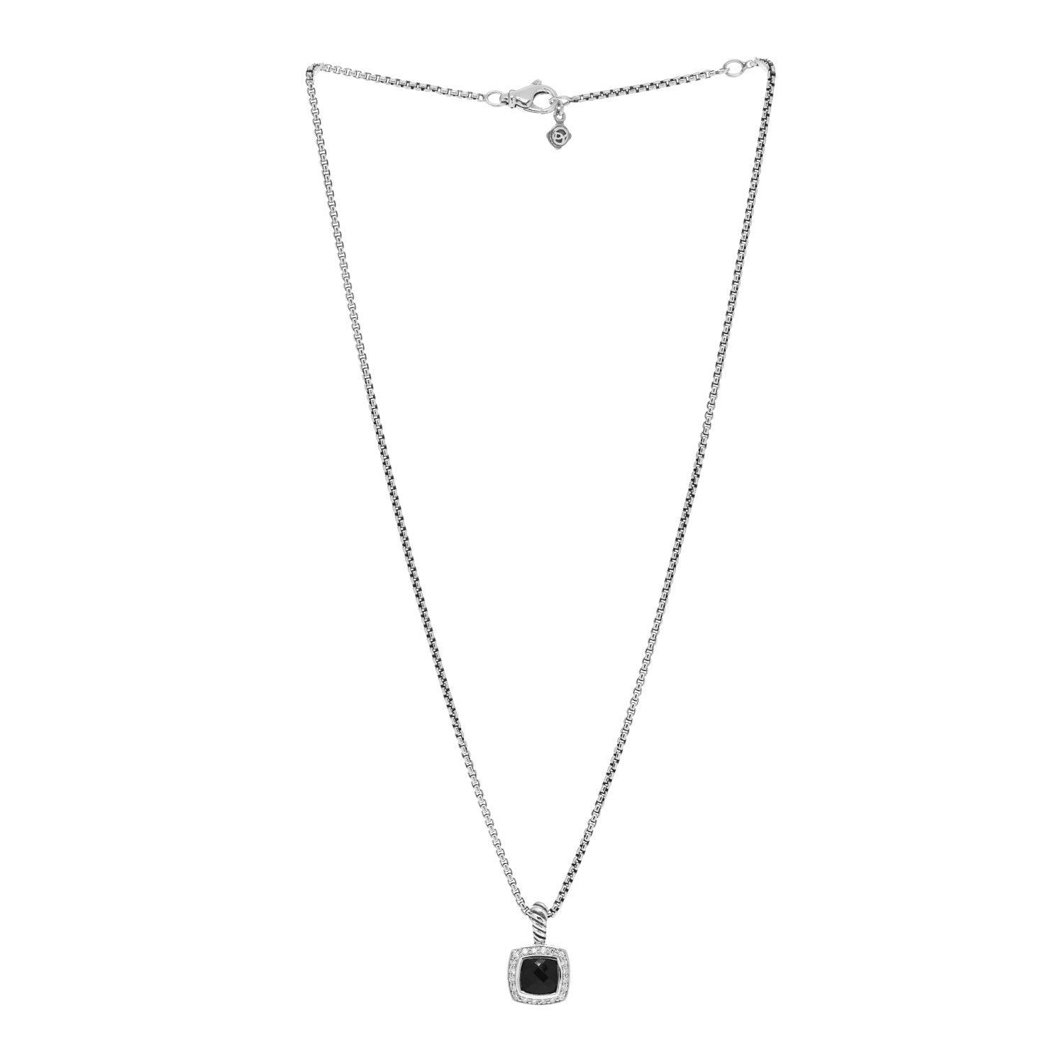 David Yurman Sterling Silver Diamond Black Onyx 7mm Petite Albion Necklace 3 of 4