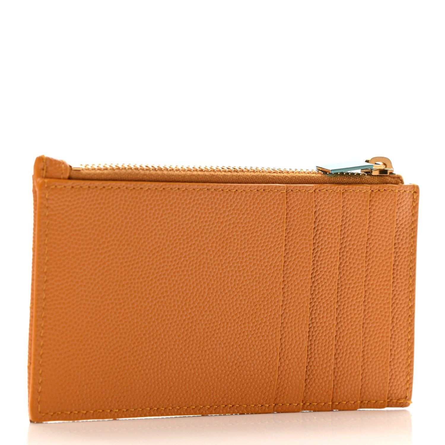 Saint Laurent Monogram Grain de Poudre 5 Fragments Zip Pouch Card Holder Orange 3 of 6