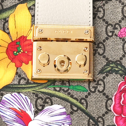 Gucci GG Supreme Monogram Flora Textured Calfskin Small Padlock Tote Beige Ebony Multicolor Mystic White 9 of 11