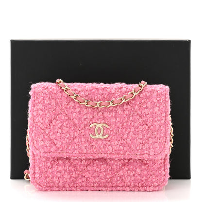 Chanel Tweed Quilted Flap Chain Waist Bag Pink 10 of 10