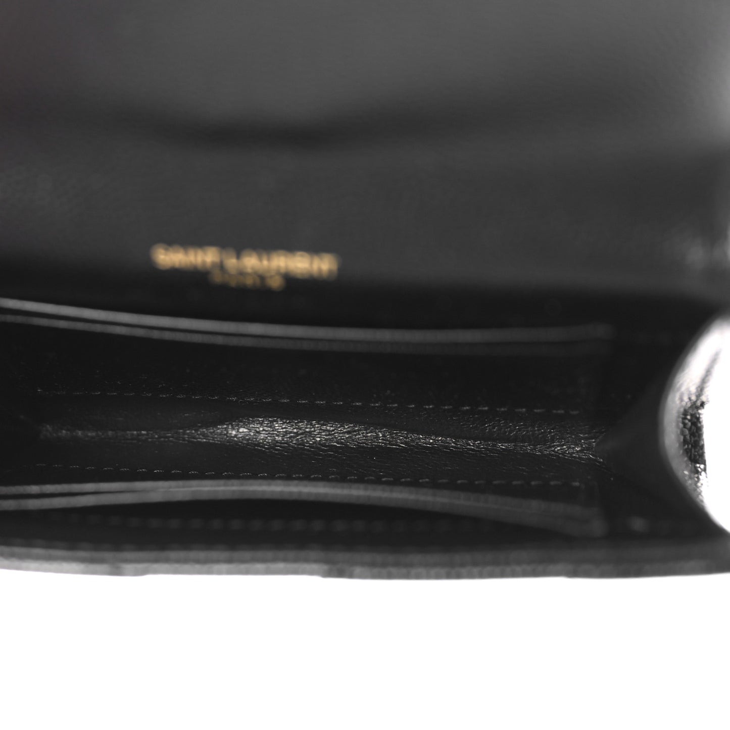 Grain De Poudre Matelasse Chevron Small Monogram Envelope Wallet Black