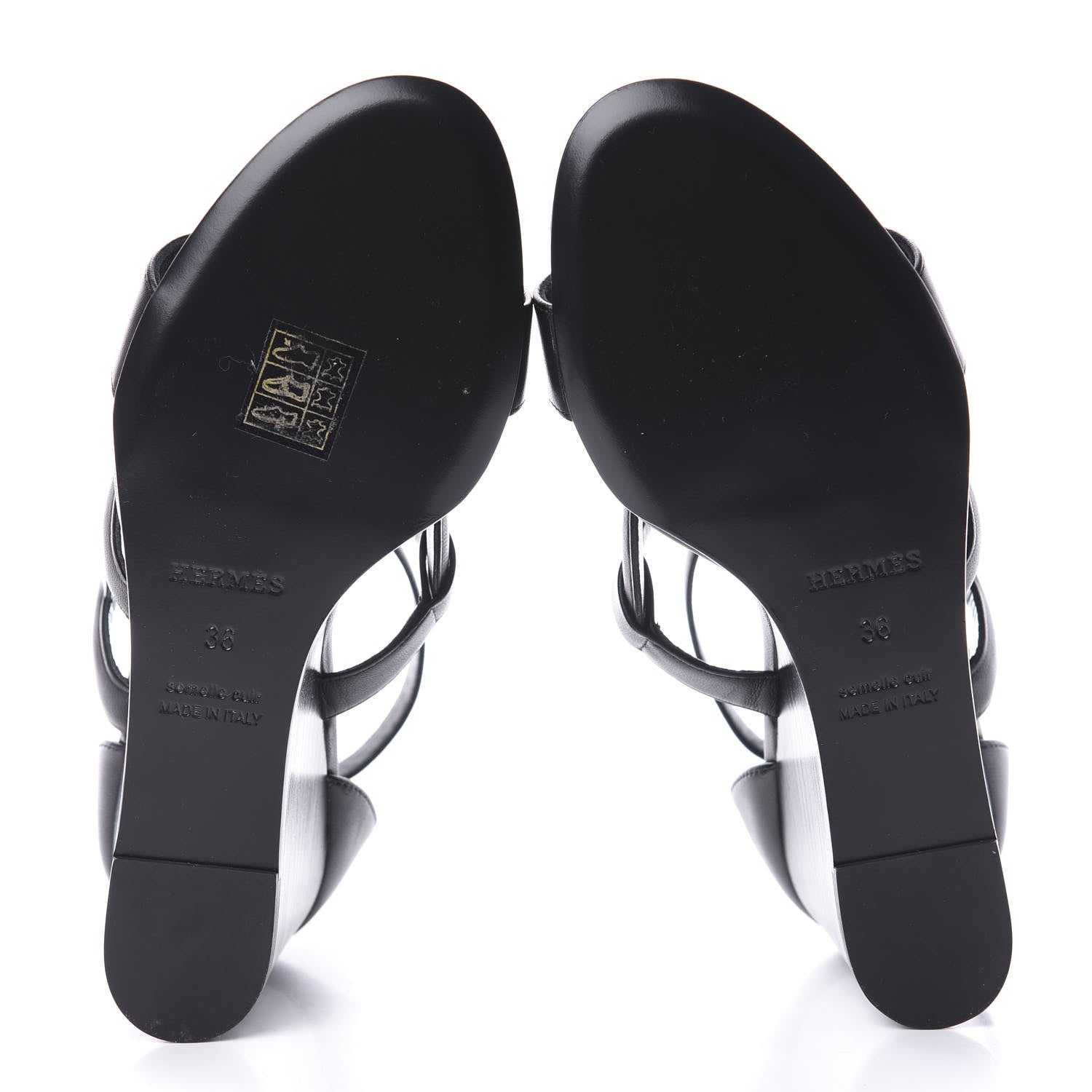 Hermes Nappa Brisbane Wedge Sandals 36 Black 5 of 10