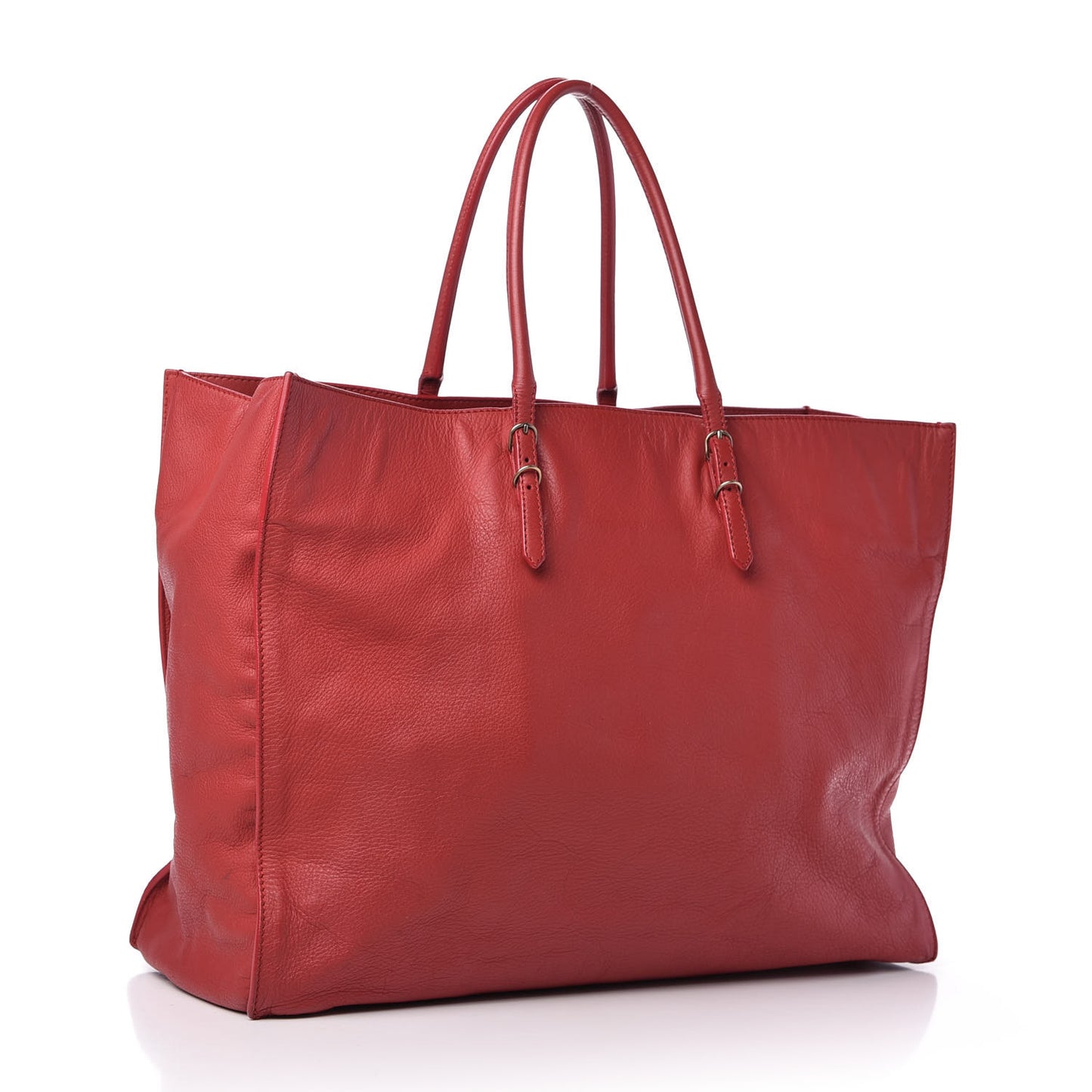 Veau Souple Papier A4 Zip Around Tote Rouge