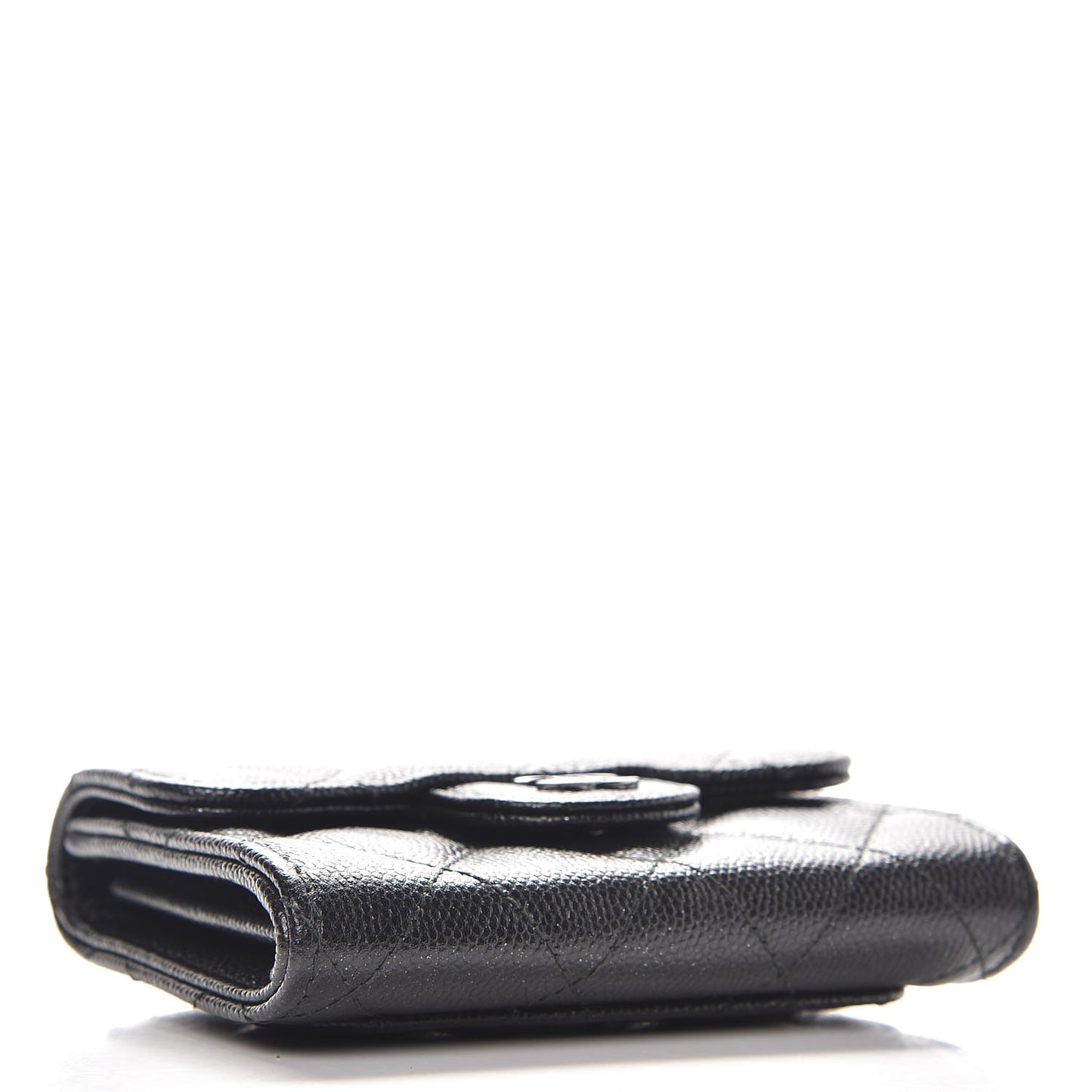 Iridescent Caviar Quilted Card Holder Black