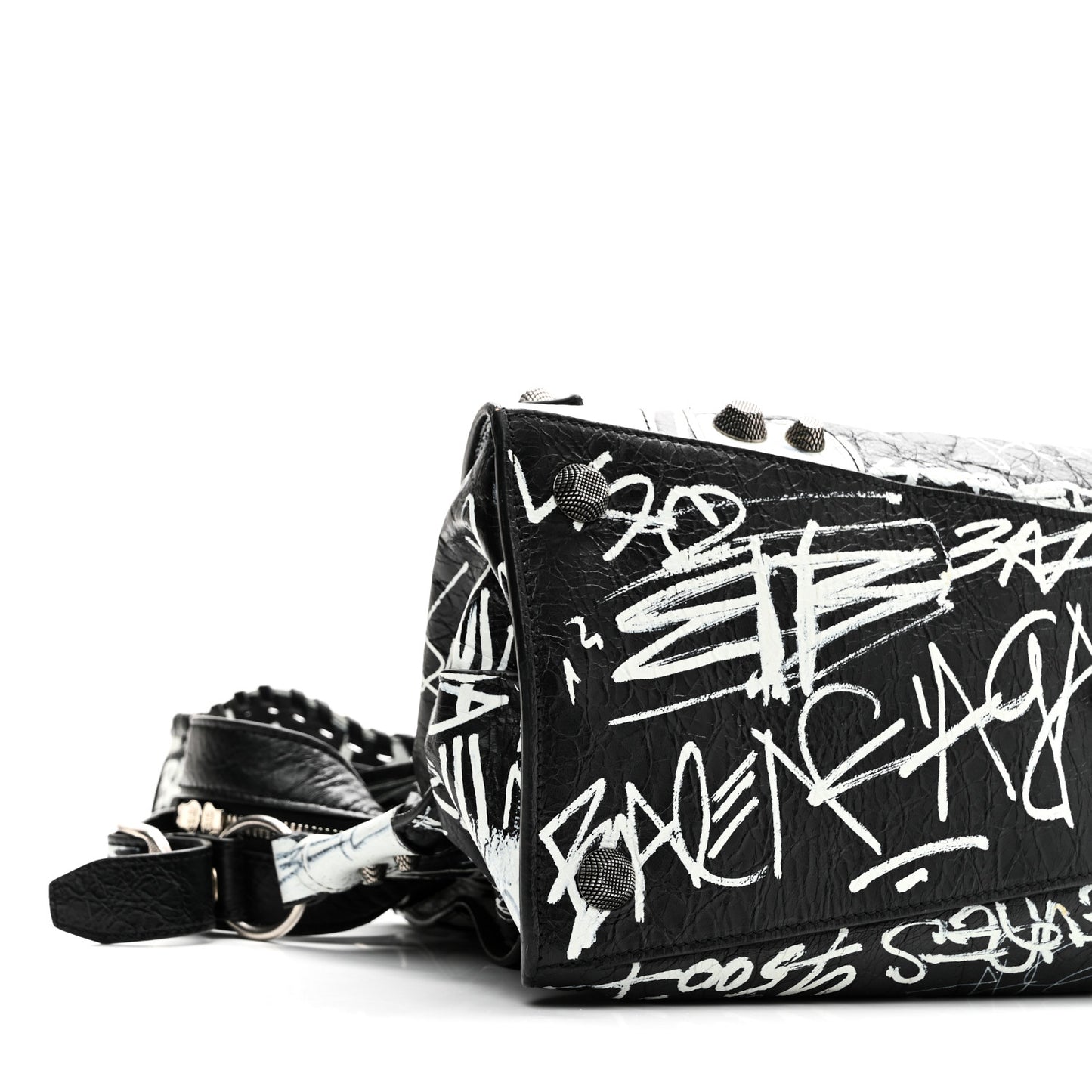 Agneau Arena Graffiti Neo Cagole City Handbag Black White