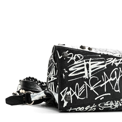 Balenciaga Agneau Arena Graffiti Neo Cagole City Handbag Black White 9 of 10