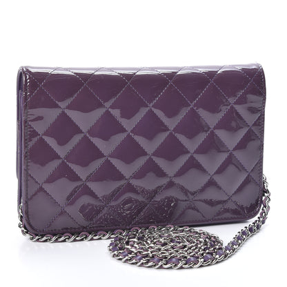Chanel Patent Quilted Brilliant Wallet On Chain WOC Violet 2 of 10