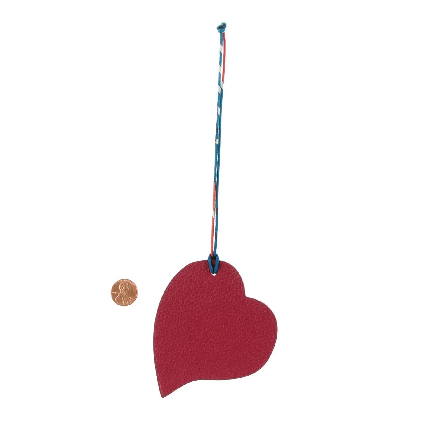 Togo Epsom Petit H Heart Bag Charm Rubis Orange