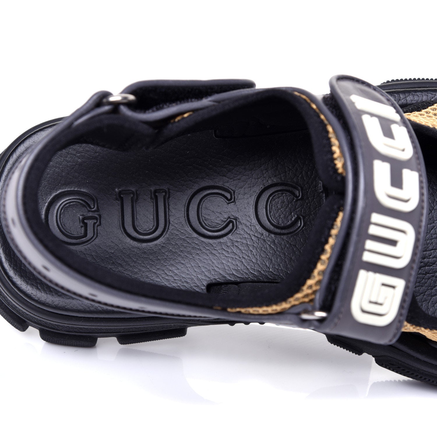 Gucci X SEGA Nappa Mesh Mens Aguru Sandals 8 Loess Black 8 of 11