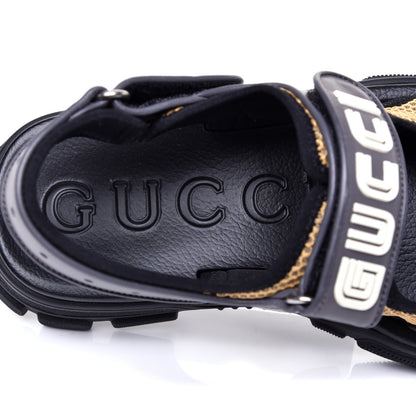 Gucci X SEGA Nappa Mesh Mens Aguru Sandals 8 Loess Black 8 of 11