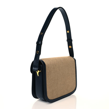Gucci Vintage Rice Canvas Plutone Calfskin Horsebit 1955 Shoulder Bag Beige Black 3 of 11