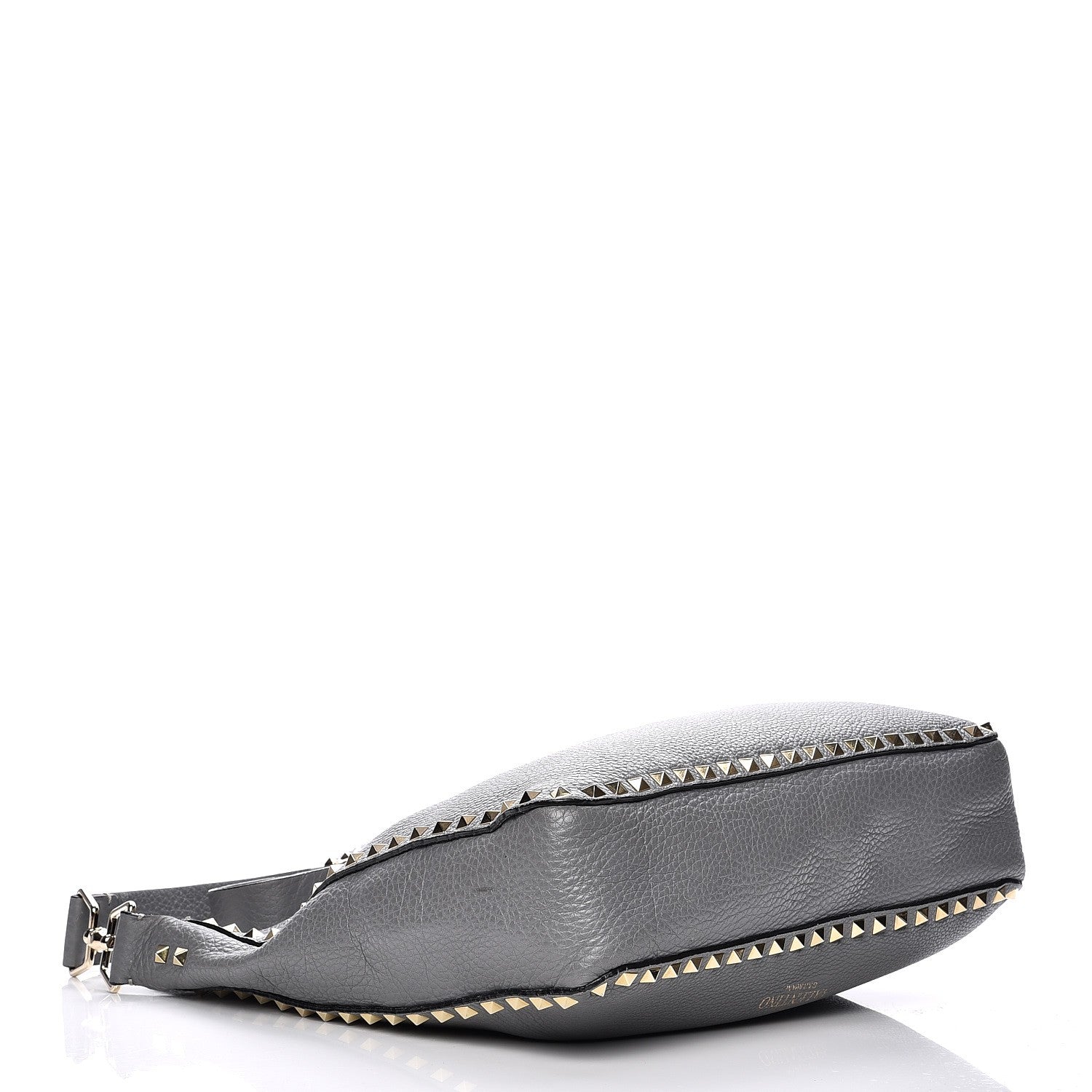 Valentino Garavani Pebbled Calfskin Large Rockstud Flip-Lock Messenger Bag Grey 4 of 14