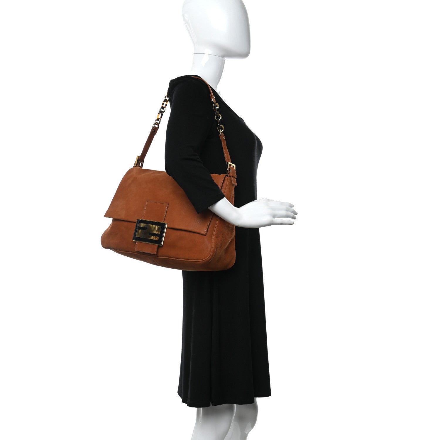 Fendi Nubuck Big Forever Mama Baguette Brown 2 of 10
