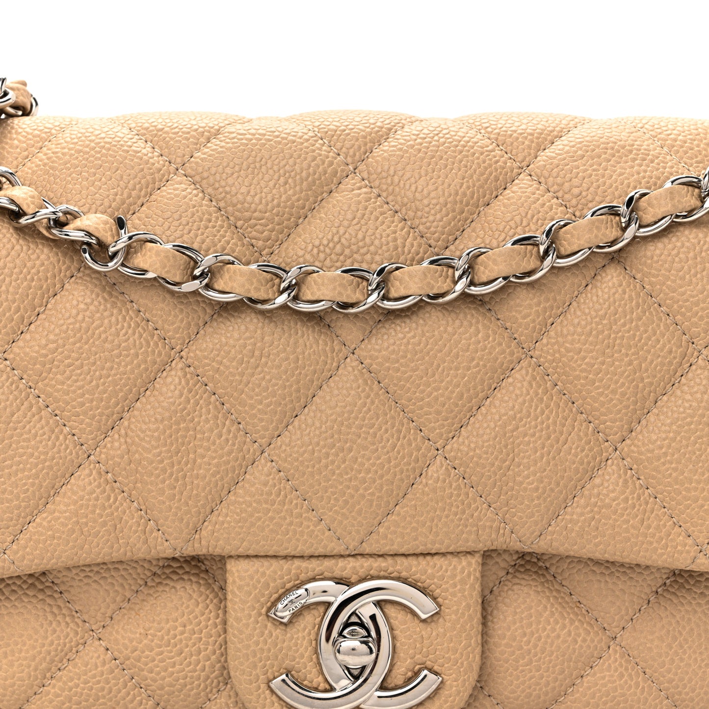 Caviar Quilted Medium Easy Flap Beige