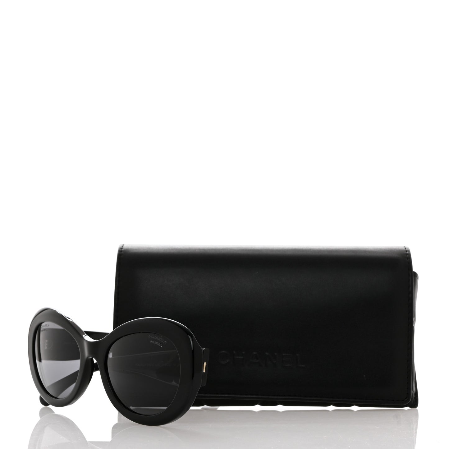 Acetate Polarized Oval CC Sunglasses 5469-B Black