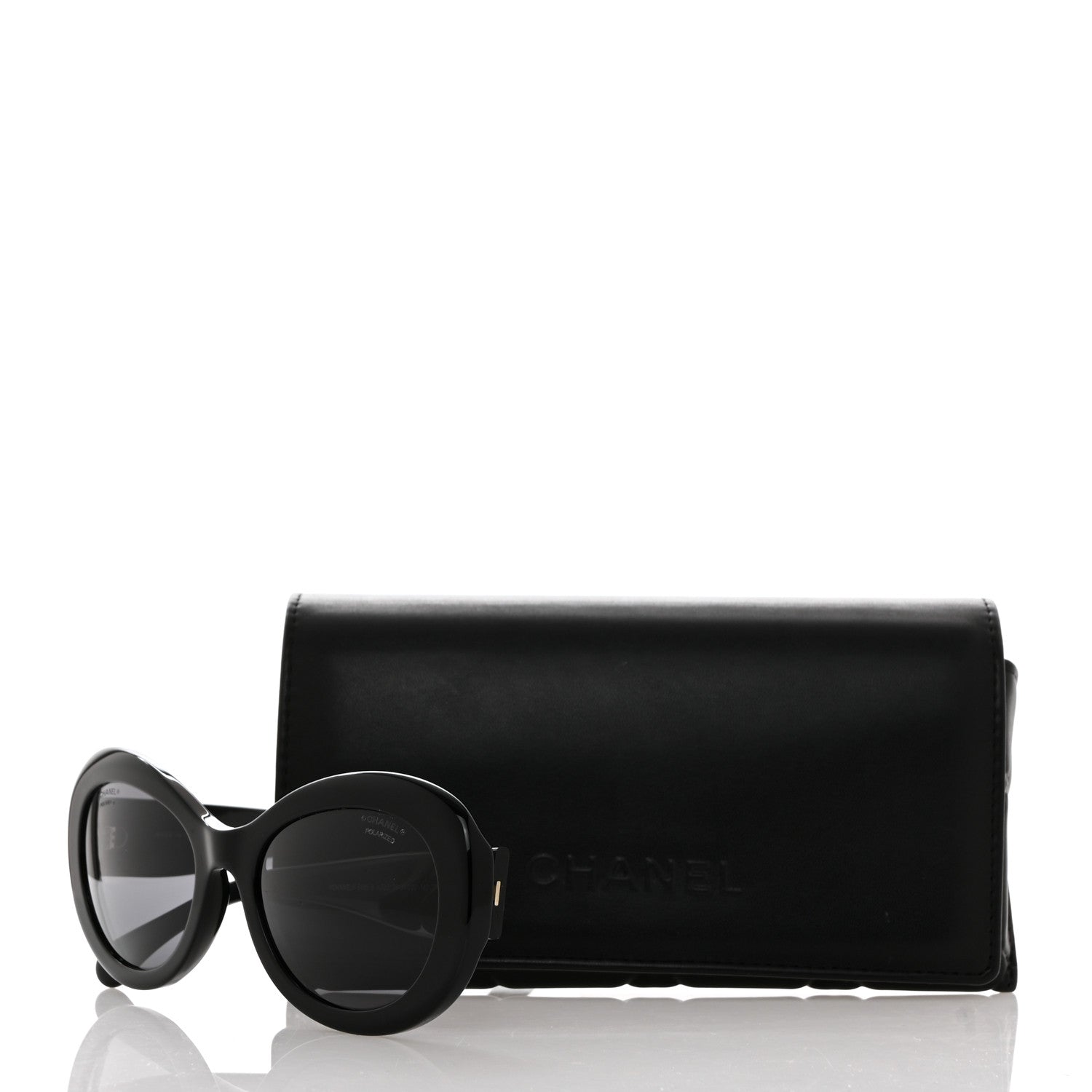 Chanel Acetate Polarized Oval CC Sunglasses 5469-B Black 8 of 8