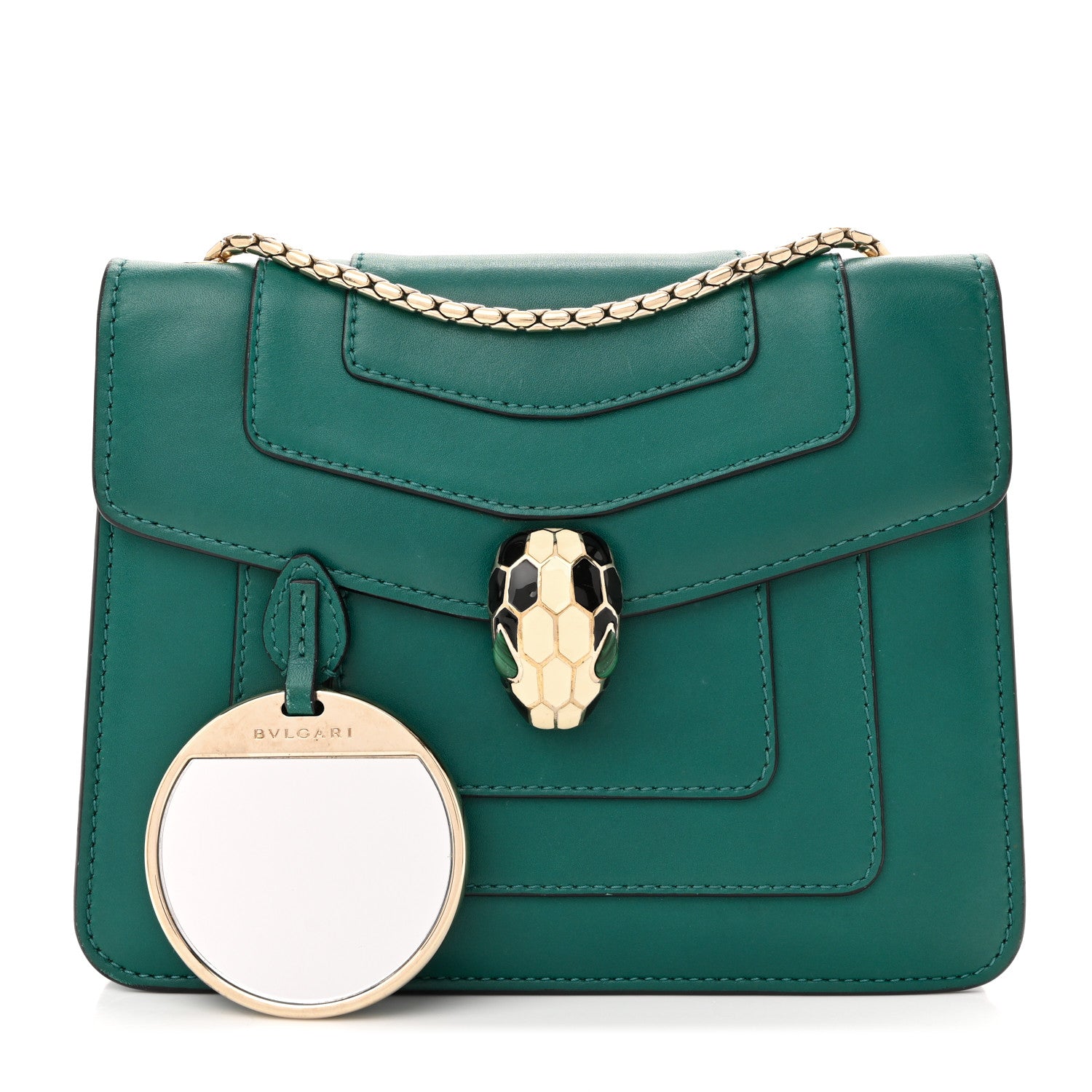 Bulgari Calfskin Small Serpenti Forever Snake Strap Crossbody Bag Emerald Green 3 of 10