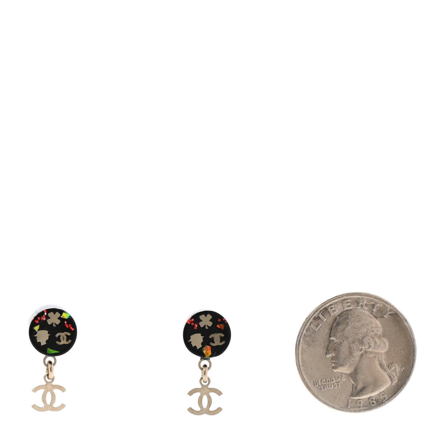 Chanel Resin CC Earrings Black Multicolor 2 of 5