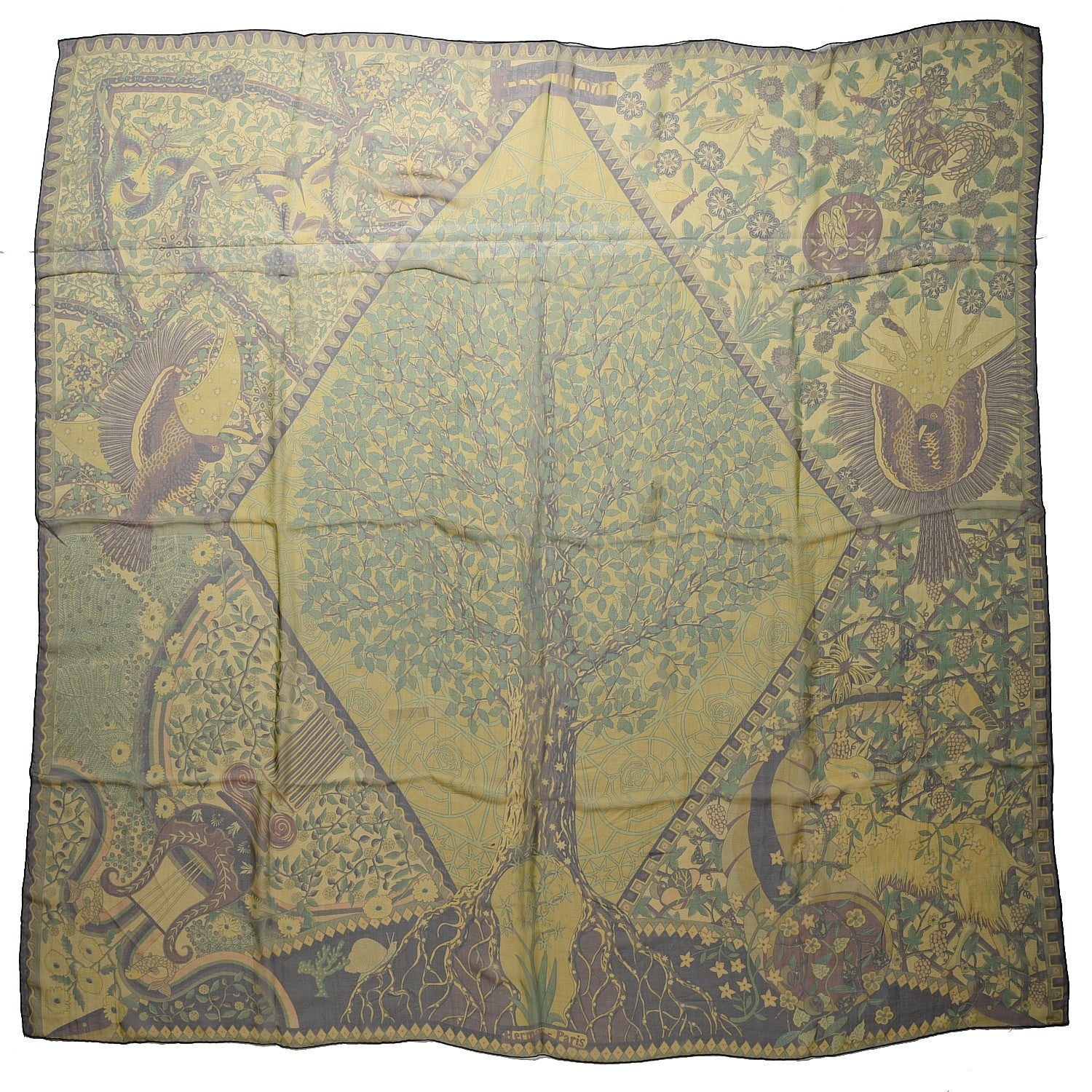 Hermes Mousseline Silk Axis Mundi Shawl 140 1 of 9