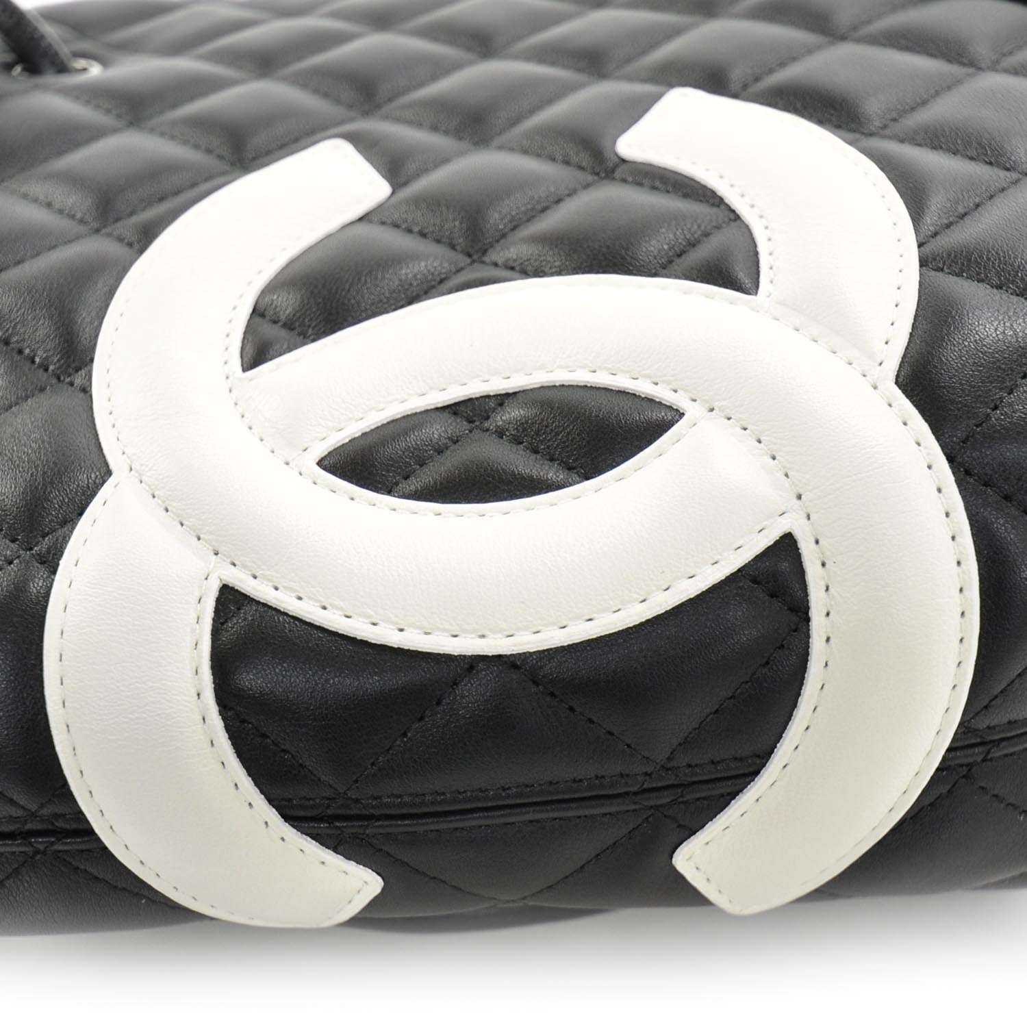 Chanel Calfskin Quilted Small Cambon Tote Black White 11 of 11