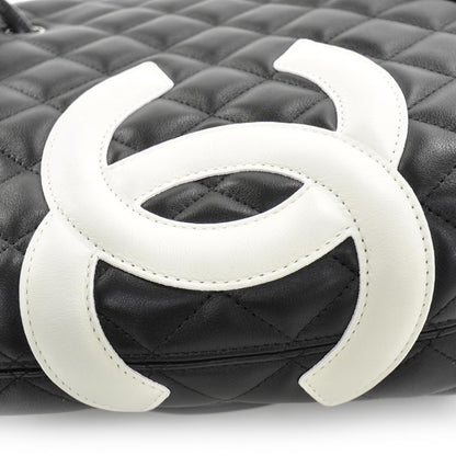 Chanel Calfskin Quilted Small Cambon Tote Black White 11 of 11