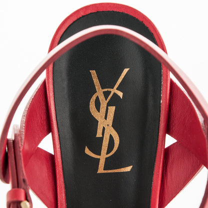 Saint Laurent Calfskin Tribute 105 Platform Sandals 38 Rouge Orient 7 of 9