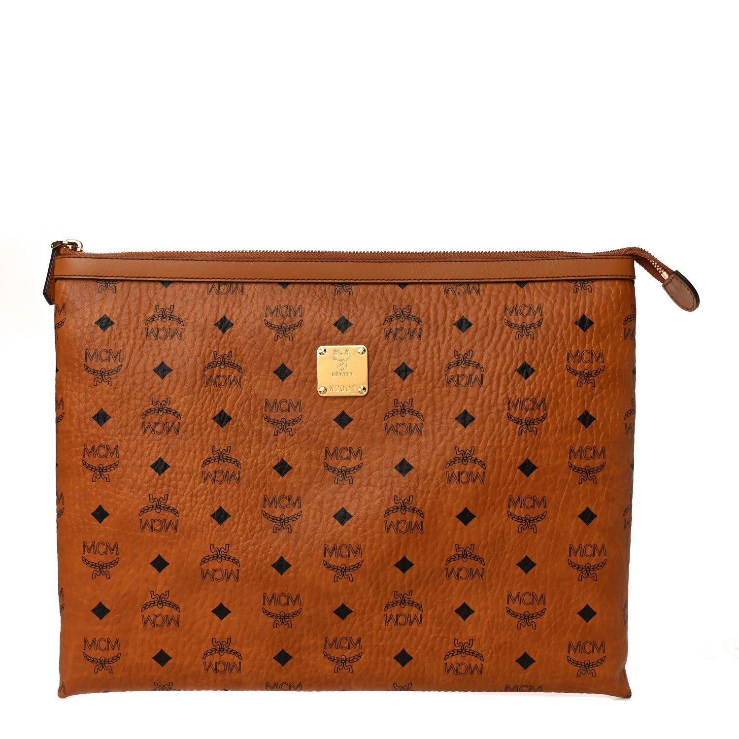 MCM Visetos Large Zip Pouch Cognac 1 of 10
