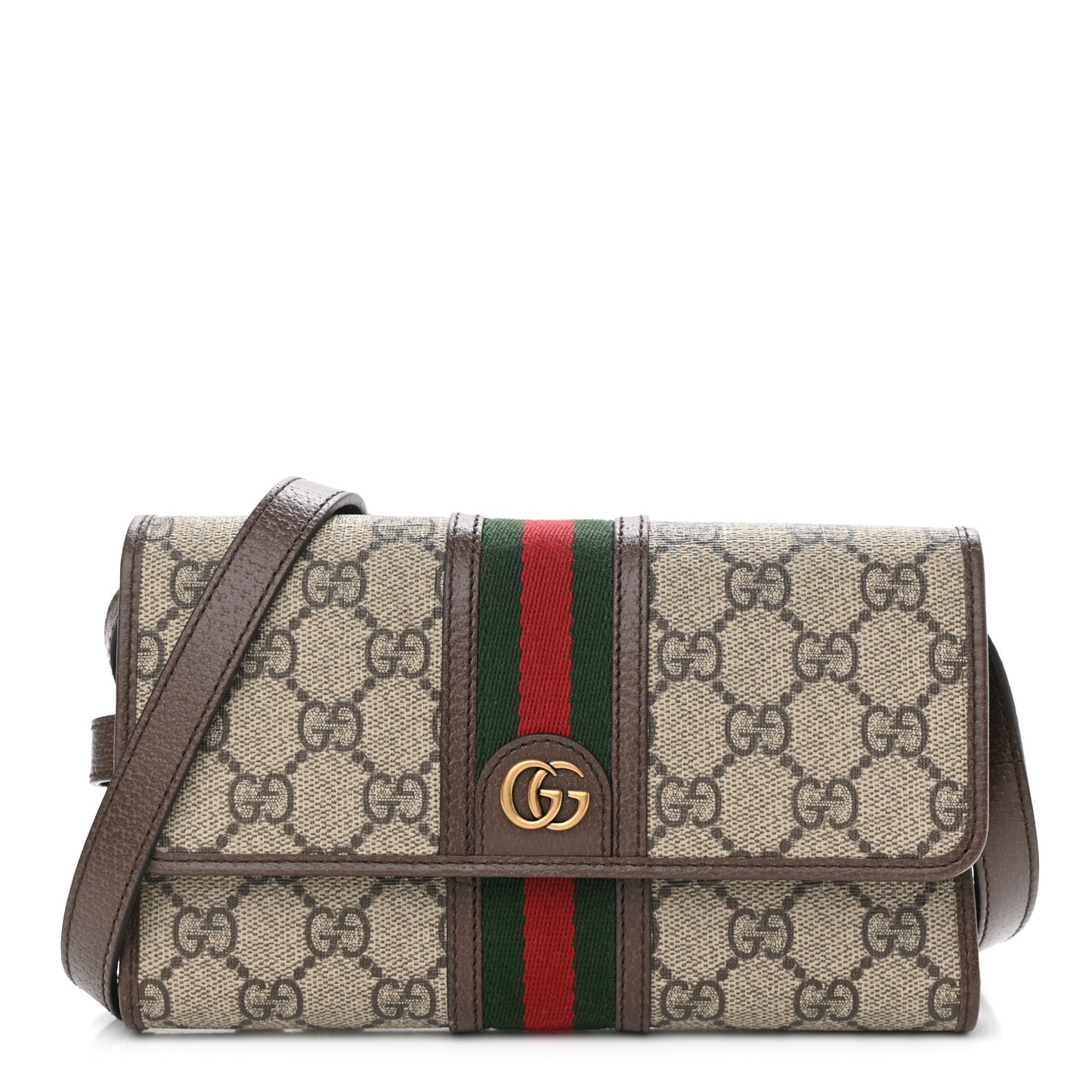 GG Supreme Monogram Web Ophidia Crossbody Wallet Beige New Acero