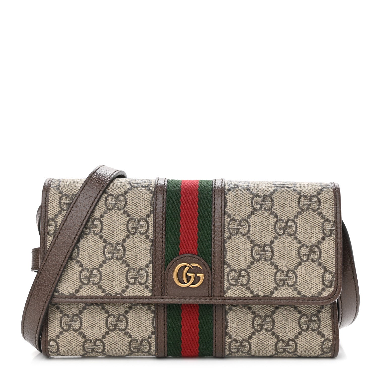 Gucci GG Supreme Monogram Web Ophidia Crossbody Wallet Beige New Acero 1 of 11