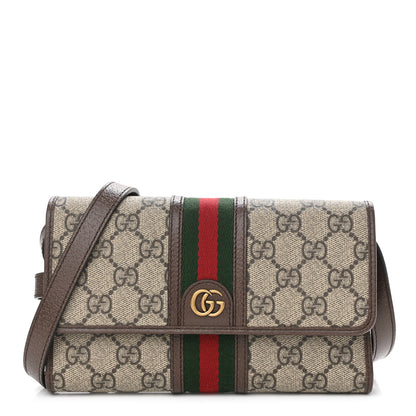 Gucci GG Supreme Monogram Web Ophidia Crossbody Wallet Beige New Acero 1 of 11