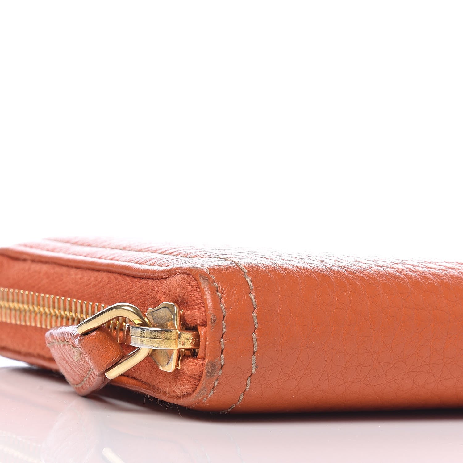 Prada Vitello Daino Zip Around Wallet Papaya 8 of 12