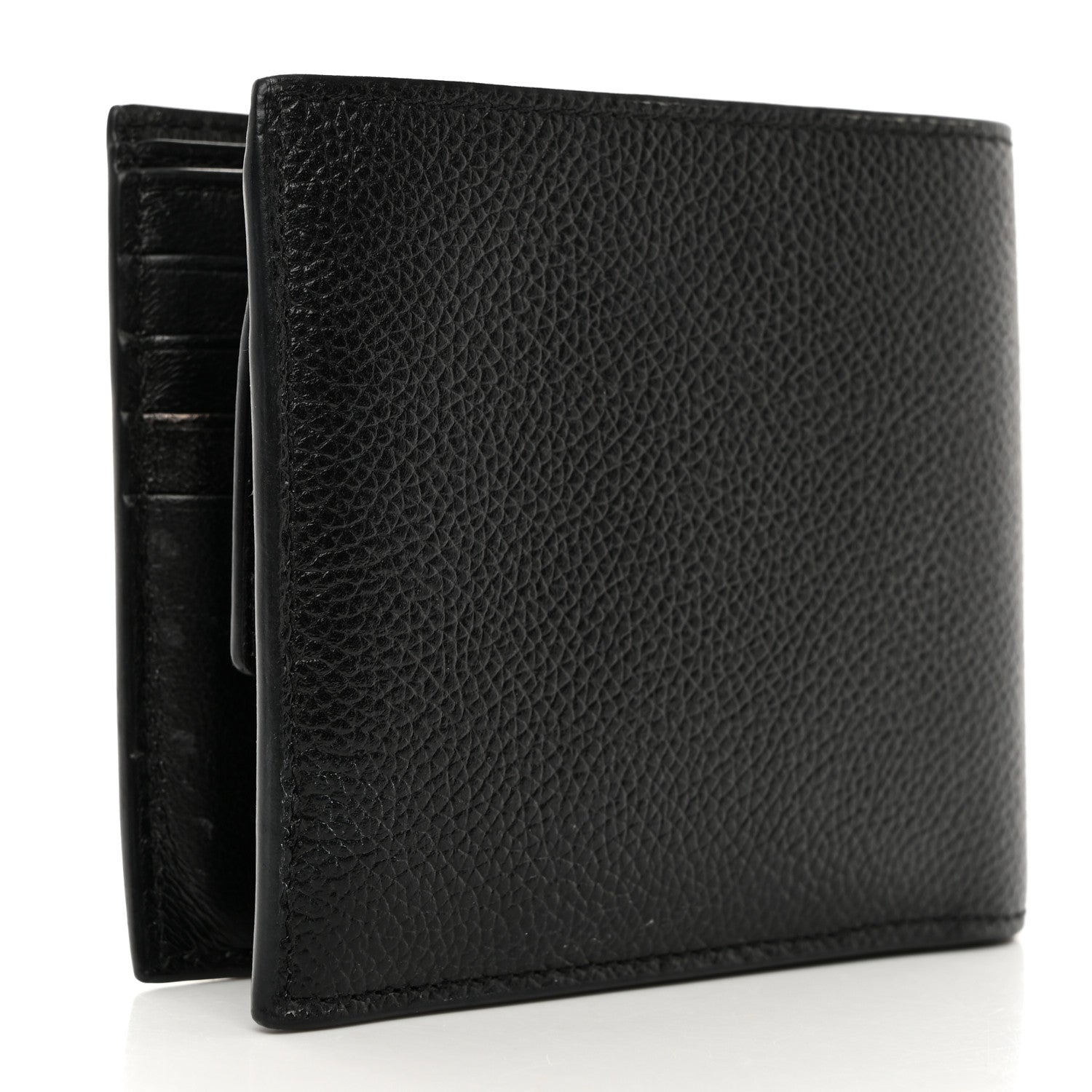 Balenciaga Calfskin Logo Cash Square Bi-Fold Wallet Black White 3 of 7