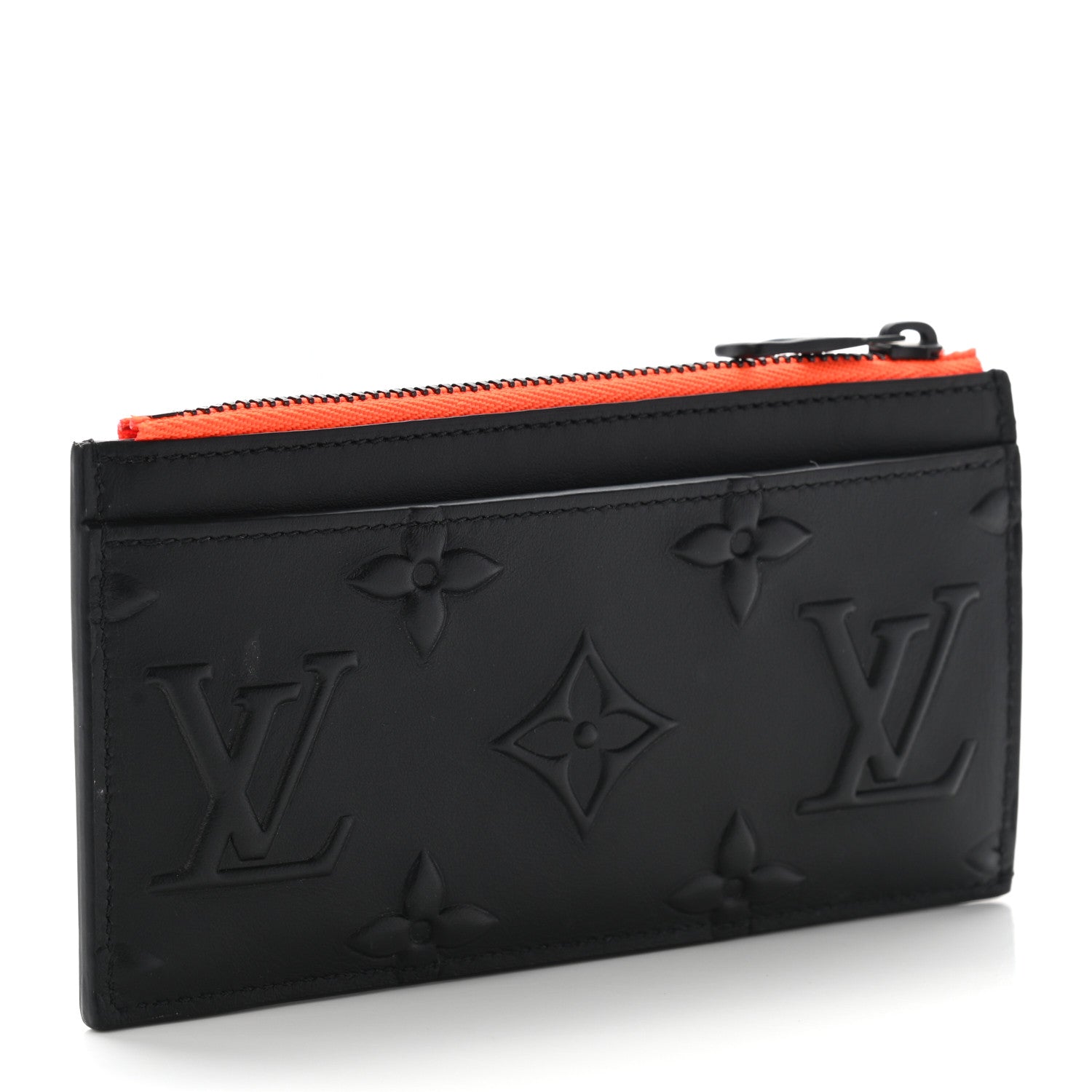 Louis Vuitton Calfskin Debossed Monogram Coin Card Holder Black 3 of 7
