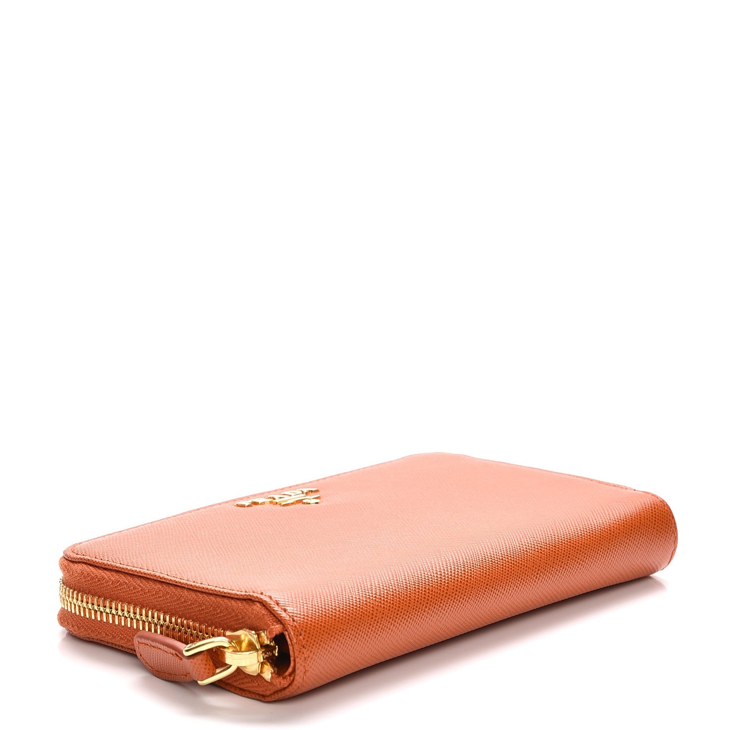 Saffiano Metal Zip Around Wallet Papaya