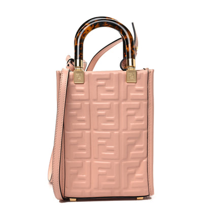 Fendi Vitello Plexiglass FF Embossed Mini Fendi Sunshine Shopper Tote Baby Pink 1 of 6