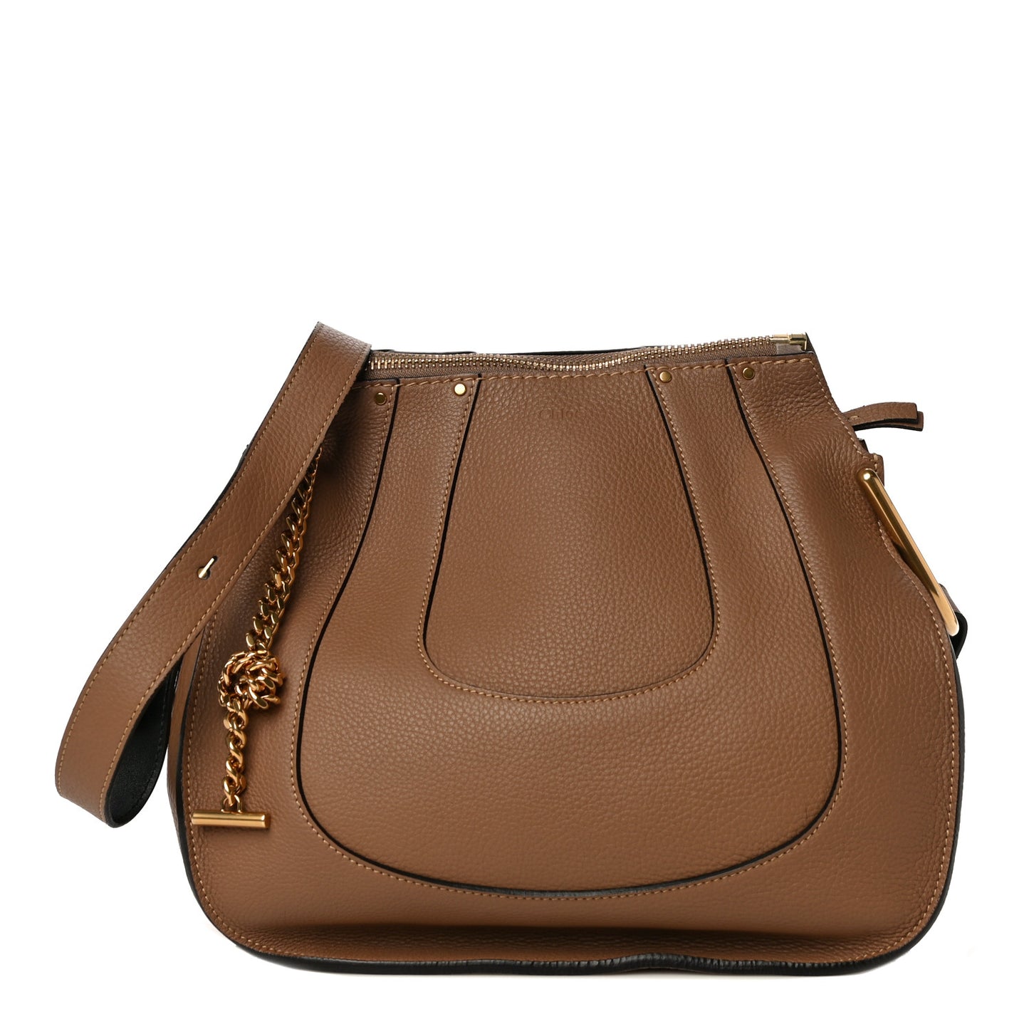 Grained Calfskin Small Hayley Hobo Nut