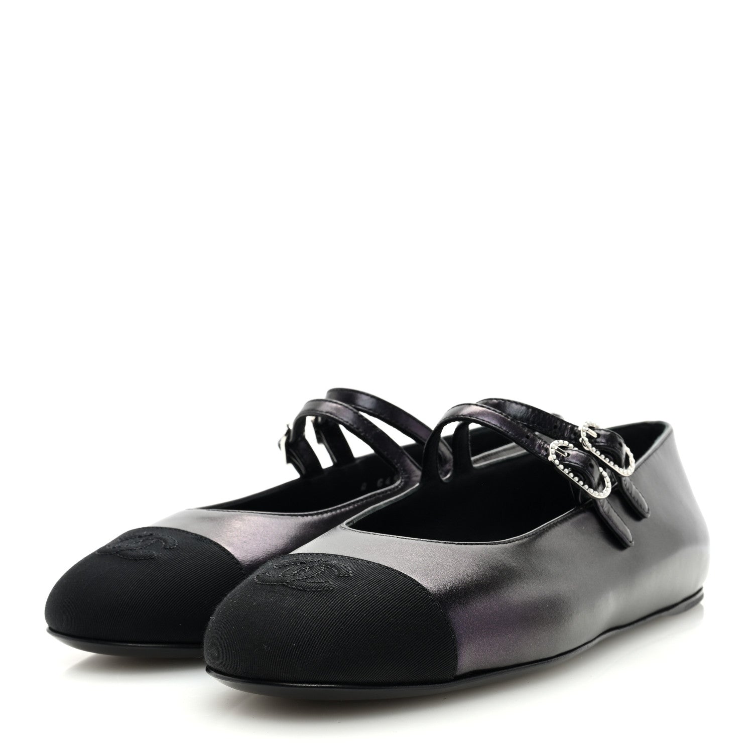 Chanel Pleated Lambskin Grosgrain Cap Toe CC Ballerina Flats 40.5 Black 39 Black 2 of 8