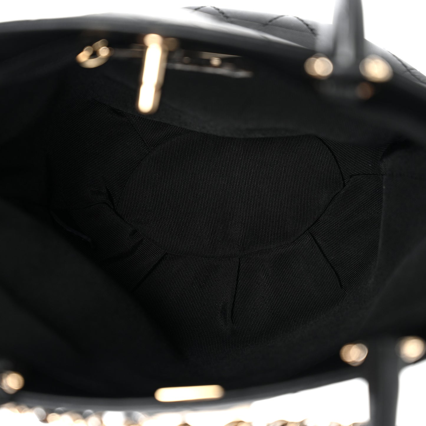 Lambskin Stitched Small Shopping Tote Black