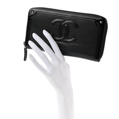 Chanel Caviar Patent Small CC Contour Zip Around Wallet Black 2 of 12