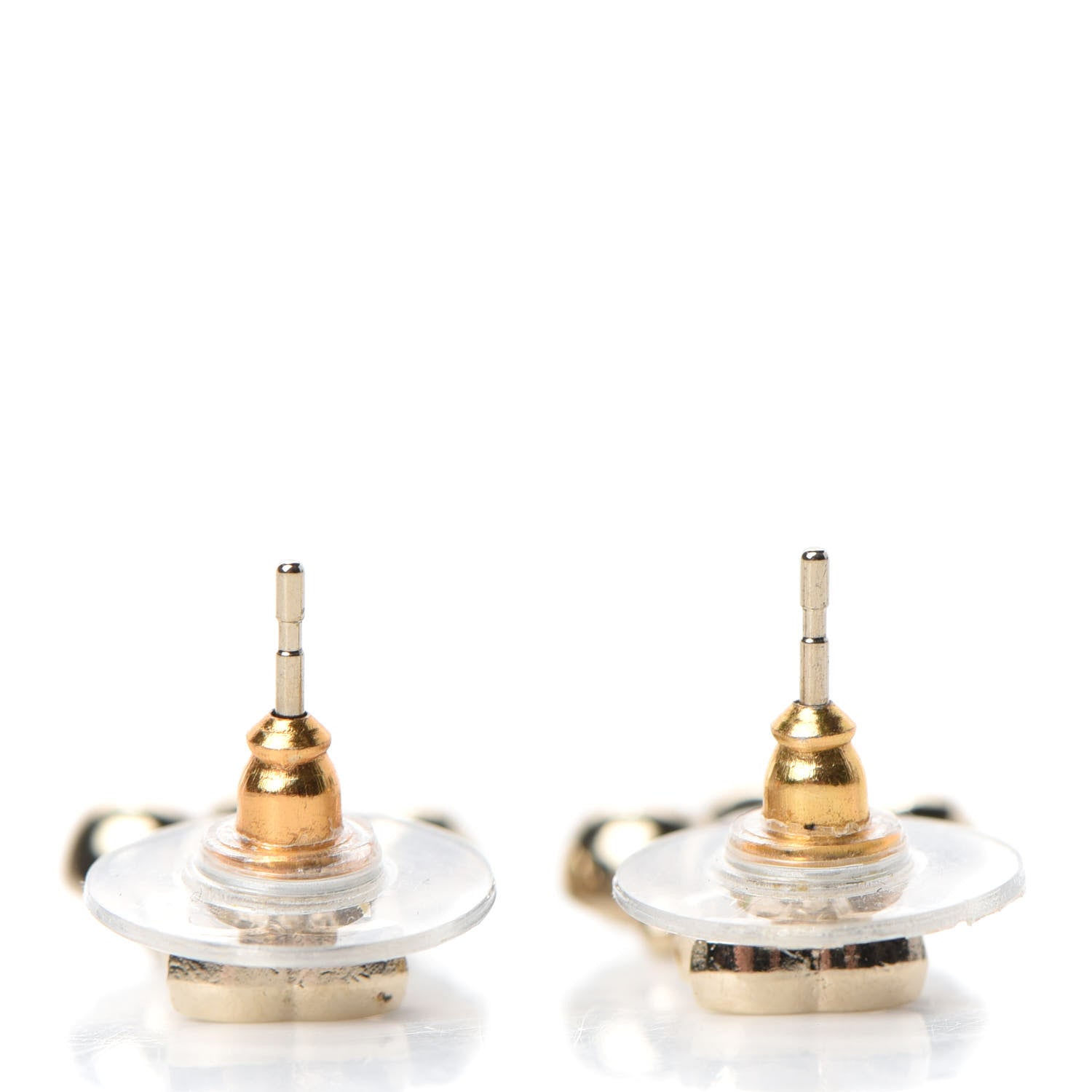 Chanel Crystal Resin CC Drop Earrings Light Gold Black 3 of 5