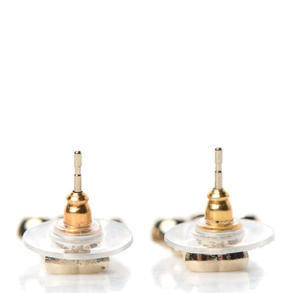 Chanel Crystal Resin CC Drop Earrings Light Gold Black 3 of 5
