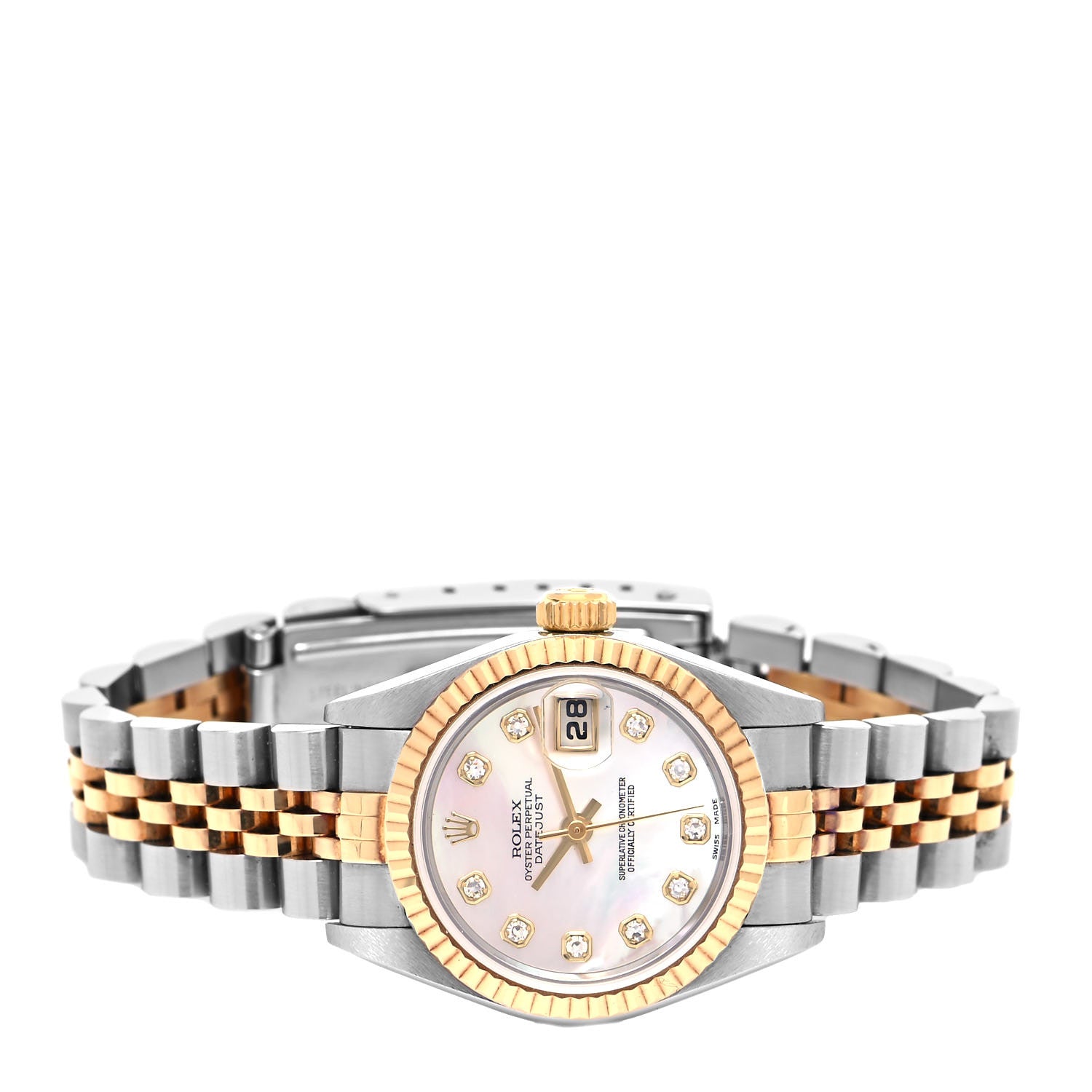 Rolex Stainless Steel 18K Yellow Gold Diamond Mother of Pearl 26mm Oyster Perpetual Datejust Watch 79173 2 of 4